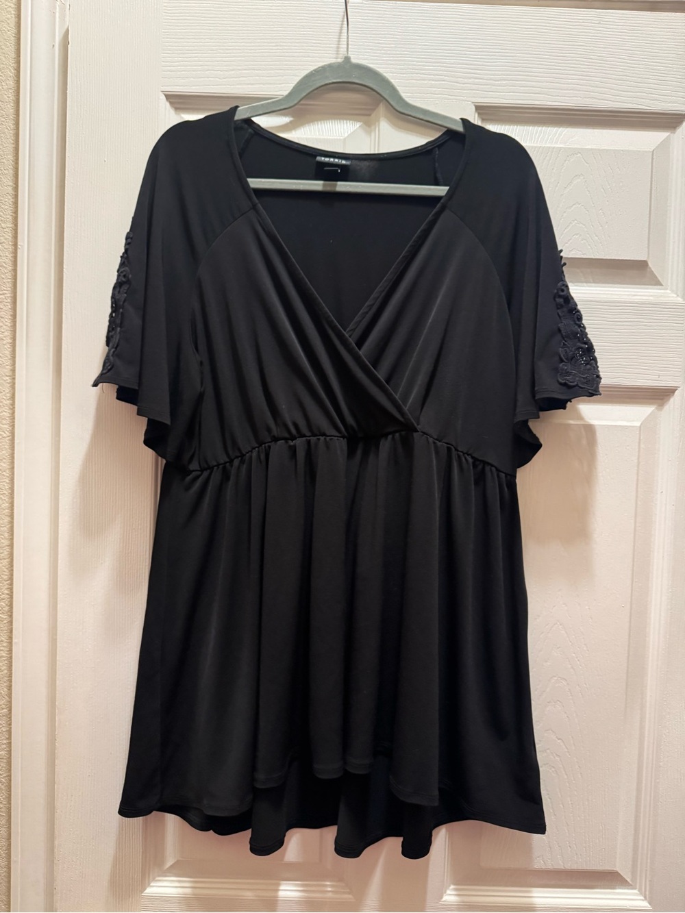 torrid Black Surplice Flutter Sleeve Tunic Top